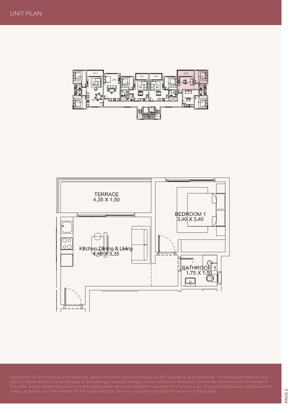 Floorplan of 1-bedroom apartment – Solaris, Jebel Sifah