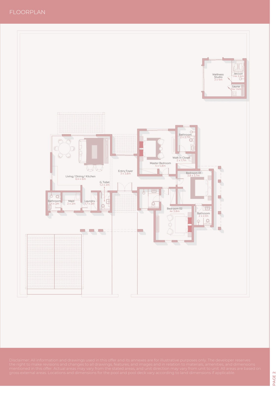Floorplan of 3+1 bedroom villa – Raya, Jebel Sifah