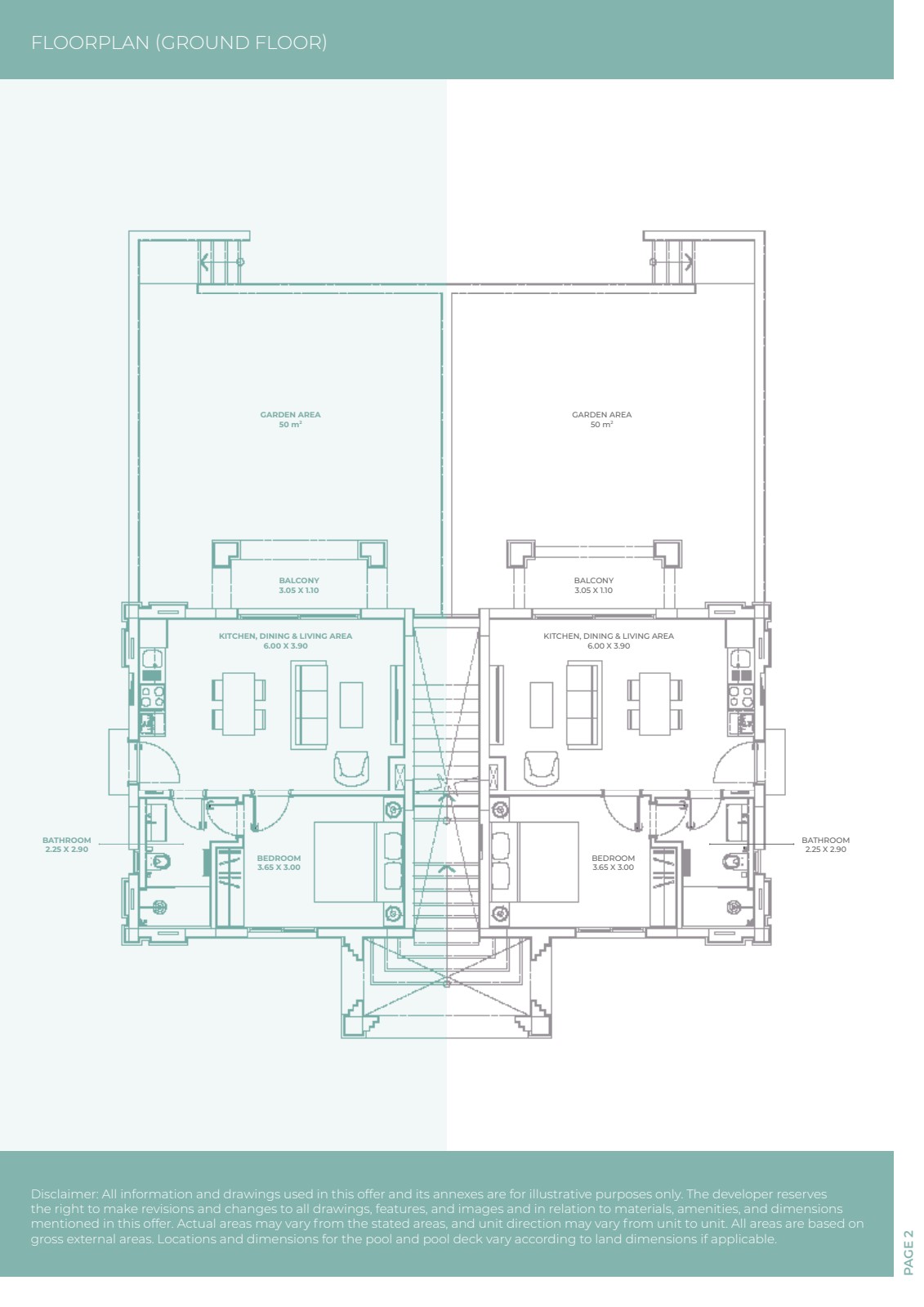 Floorplan of 1-bedroom apartment – Riviera, Hawana Salalah