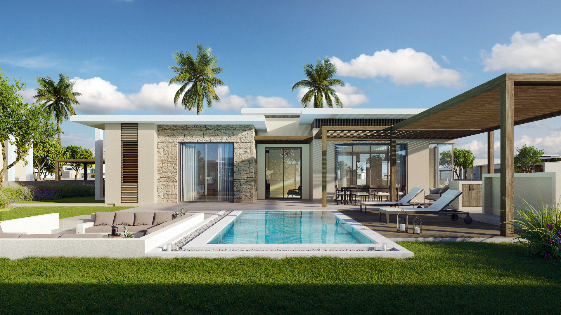 Raya Villa – terrace and pool by day