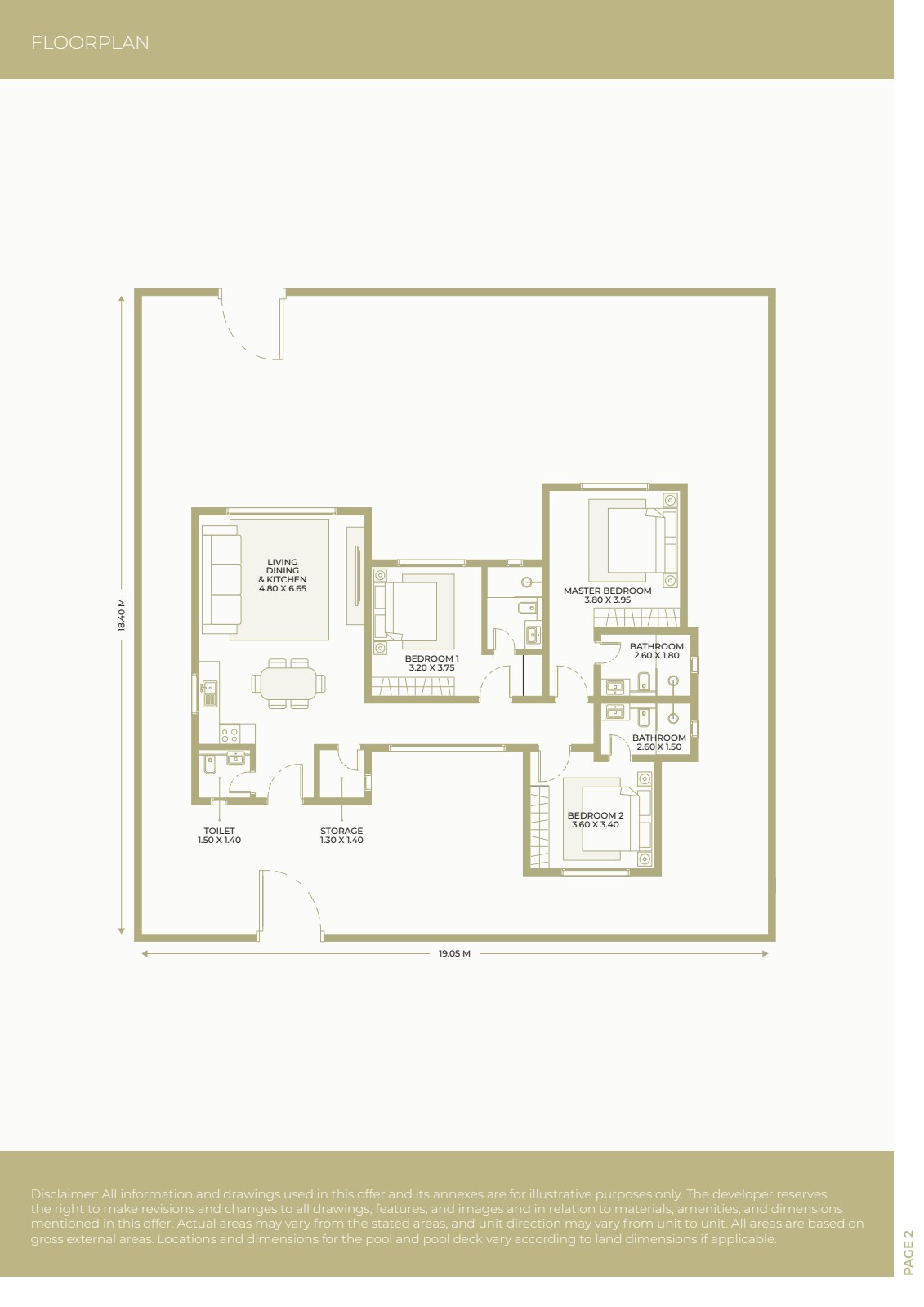 Floorplan of 3-bedroom farmhouse – Jebel Sifah