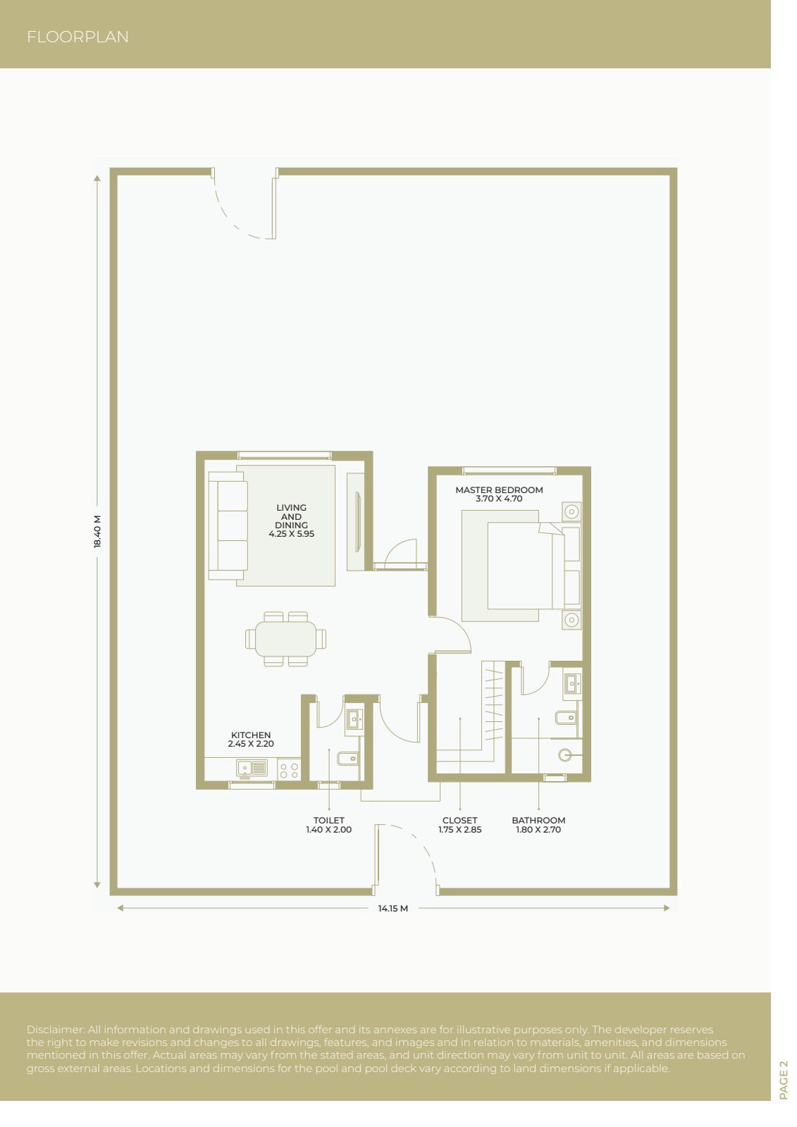 Floorplan of 1-bedroom farmhouse – Jebel Sifah